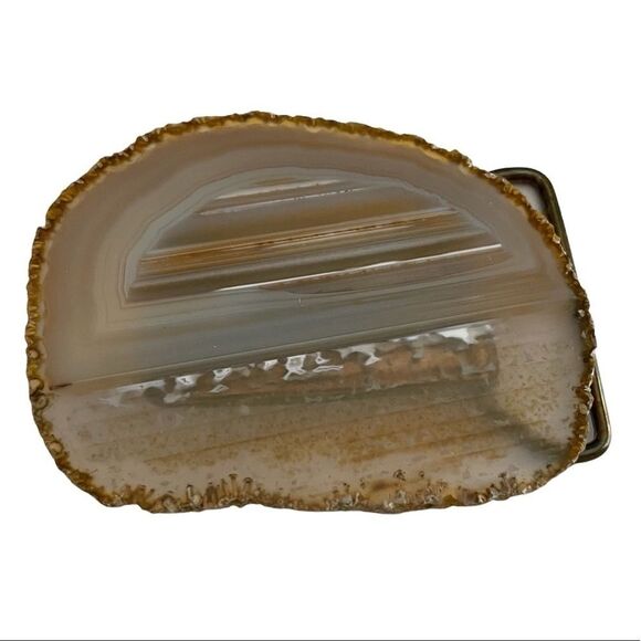 POLISHED Geode Agate Gemstone Slice Belt Buckle - Picture 1 of 6